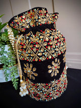 Pearl Potli Bag | Pearl Handbags | Wedding Purse in Pearl | Handmade, Embellished Long Potli Bags for Wedding and Gifts | Pearl Bag for Gift