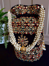 Pearl Potli Bag | Pearl Handbags | Wedding Purse in Pearl | Handmade, Embellished Long Potli Bags for Wedding and Gifts | Pearl Bag for Gift