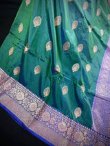 Peacock Green Color Pure Banarasi Katan Silk Saree | Banarasi Silk Saree | Handwoven Sarees | SILK Mark Certified Saree