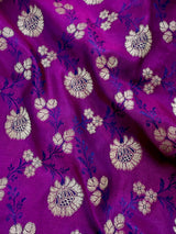 Plum Color Handloom Silk Saree in Banarasi Mashru Satin Silk Saree | Muted Gold Zari and Tanchoi Weave
