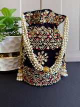 Pearl Potli Bag | Pearl Handbags | Wedding Purse in Pearl | Handmade, Embellished Long Potli Bags for Wedding and Gifts | Pearl Bag for Gift