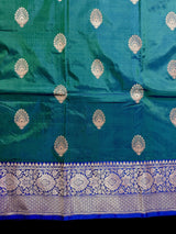 Peacock Green Color Pure Banarasi Katan Silk Saree | Banarasi Silk Saree | Handwoven Sarees | SILK Mark Certified Saree