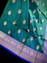 Peacock Green Color Pure Banarasi Katan Silk Saree | Banarasi Silk Saree | Handwoven Sarees | SILK Mark Certified Saree