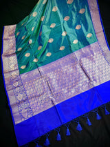 Peacock Green Color Pure Banarasi Katan Silk Saree | Banarasi Silk Saree | Handwoven Sarees | SILK Mark Certified Saree