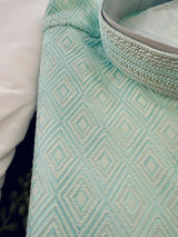 Pastel Green Soft Silk Men Kurta Pajama with Self Design material | Mens Ethnic Wear | Kurta for Men | Wedding Kurta for Men