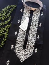Black Color 100 Percent Premium Cotton Kurta with Pajama | Emberiodery Kurta with Cotton Lining | Cotton Mens Kurta Set