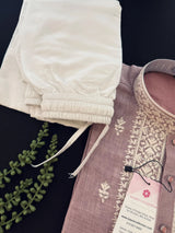 Pastel Lilac Color 100 Percent Premium Cotton Kurta with Pajama | Emberiodery Kurta with Cotton Lining | Cotton Mens Kurta Set