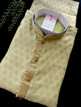 Light Pastel Green Color Men Kurta Pajama with Light Beige Bases | Pastel Color Kurta for Men | | Indian Wedding Wear