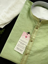 Raw Silk Pista Green Men Kurta Pajama with Self Design Material | Mens Ethnic Wear | Gift For Him | Indian Kurta