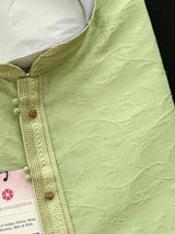 Raw Silk Pista Green Men Kurta Pajama with Self Design Material | Mens Ethnic Wear | Gift For Him | Indian Kurta