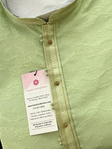 Raw Silk Pista Green Men Kurta Pajama with Self Design Material | Mens Ethnic Wear | Gift For Him | Indian Kurta