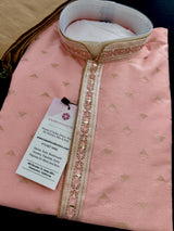 Readymade Pastel Light Pink Color Men Kurta Pajama in Raw Silk with lining | Festival and Wedding Wear Mens Kurta | Pastel Color Men Kurta