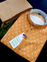 Orangish Yellow Banarasi Silk Kurta for Men | Wedding Kurta for Men | Readymade Men Kurta for Wedding