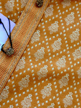 Orangish Yellow Banarasi Silk Kurta for Men | Wedding Kurta for Men | Readymade Men Kurta for Wedding