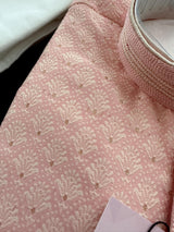 Baby Pink Men Kurta Pajama with Zari Weave work and Self Embroidery | Sherwani Style Kurta | Kurta Pajama for Men | Kurta Store