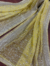 Statement Pastel Mehandi Green Color Organza Dupatta with Muted Gold Zari, Embroidery and Sequin | Wedding Dupatta | Dupatta for Lehanga