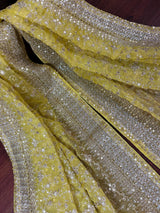 Statement Pastel Mehandi Green Color Organza Dupatta with Muted Gold Zari, Embroidery and Sequin | Wedding Dupatta | Dupatta for Lehanga