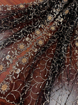 Black Color Soft Net Dupatta with Heavy Embroidery, Pearl and Zari | Dupatta for Lehangas | Dupatta for Gifts | Wedding Dupattas