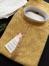 Mustard Yellow Color Men Kurta with Tiny Sequins | Wedding & Party Wear Kurta for Men | Traditional Indian Kurta Online USA
