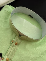 Pista Green Men’s Kurta Pajama in Raw Silk with Self Design | Wedding & Festival Wear | Gift for Him