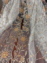 Off White Color Soft Net Dupatta with Heavy Embroidery, Pearl and Zari | Dupatta for Lehangas | Dupatta for Gifts | Wedding Dupattas