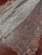 Off White Color Soft Net Dupatta with Heavy Embroidery, Pearl and Zari | Dupatta for Lehangas | Dupatta for Gifts | Wedding Dupattas