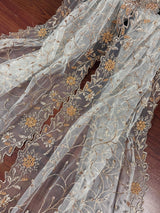Off White Color Soft Net Dupatta with Heavy Embroidery, Pearl and Zari | Dupatta for Lehangas | Dupatta for Gifts | Wedding Dupattas