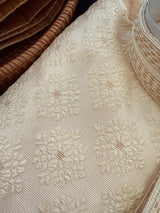 Light Gold Men Kurta Pajama with Embossed Embroidery and Zari | Sherwani Style Kurta | Wedding Kurtas | Kurta Store