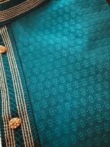 Light Weight Teal Green Color Men Kurta Pajama | Self Design embroidery Style | Mens Readymade Kurta for Wedding | Kurta Pajama