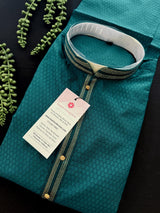 Light Weight Teal Green Color Men Kurta Pajama | Self Design embroidery Style | Mens Readymade Kurta for Wedding | Kurta Pajama