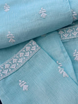 Pastel Sea Blue Color 100 Percent Premium Cotton Kurta with Pajama | Emberiodery Kurta with Cotton Lining | Cotton Mens Kurta Set