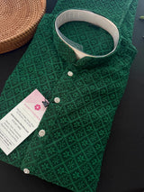 Green Color Chikankari Lucknowi Georgette Men Kurta Pajama Set with Lining | Chikhankari Kurtas | Mens Ethnic Wear | Kaash Kurtas