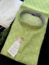 Green Color Soft Cotton Silk Kurta Pajama Set for Men | Kurta for Mehandi and Sangeet