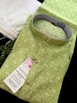 Green Color Soft Cotton Silk Kurta Pajama Set for Men | Kurta for Mehandi and Sangeet