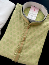 Light Pastel Green Color Men Kurta Pajama with Light Beige Bases | Pastel Color Kurta for Men | | Indian Wedding Wear