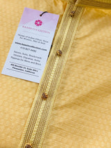 Light Weight Bright Yellow Color Men Kurta Pajama | Self Design embroidery Style | Mens Readymade Kurta for Wedding | Haldi Cermony Kurta