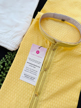 Light Weight Bright Yellow Color Men Kurta Pajama | Self Design embroidery Style | Mens Readymade Kurta for Wedding | Haldi Cermony Kurta