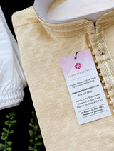 Pastel Cream Color Raw Silk Kurta Pajama for Men | Self Design Embroidery Buttis | Cream Mens Kurta | Beige Color Kurta | Kurta Store in USA