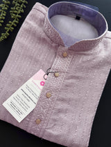 Pastel Lavender Color Emberiodery Kurta for Men | Men Emberiodery Kurtas for Parties and Weddings | Perfect Gift for Him