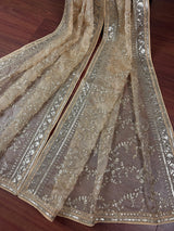 Statement Gold Beige Color Organza Silk Dupatta with Muted Gold Zari, Embroidery and Sequin | Wedding Dupatta | Lehanga Dupatta