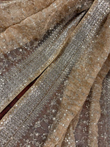 Statement Gold Beige Color Organza Silk Dupatta with Muted Gold Zari, Embroidery and Sequin | Wedding Dupatta | Dupatta for Lehangas