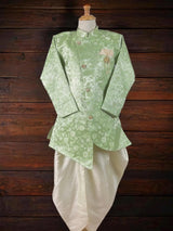 Pista Green Color Jacket Style Kurta with Dhoti for Boys | Soft Satin Silk material | Kids Wear | Boys Ethnic Wear