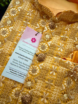 Mustard Yellow 3-Piece Kurta Pajama Set for Boys with Heavy Work Jacket | Indian Ethnic Outfit for Weddings & Festivals