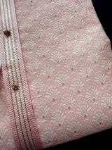 Baby Pink Men Kurta Pajama with Zari Weave work and Self Embroidery | Sherwani Style Kurta | Kurta Pajama for Men | Kurta Store