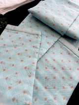 Grand Pastel Sea Blue Color Men Kurta Pajama with Gorgeous design Pattern embedded with Zari Weave Work | Men Ethnic Wear | Wedding Wear