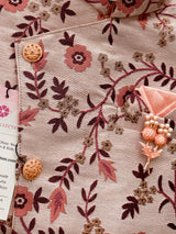 Boys Kurta Pajama with Jacket in Peach Color | Emberiodered Jacket | Fancy Party and Wedding Wear for Boys