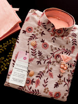 Boys Kurta Pajama with Jacket in Peach Color | Emberiodered Jacket | Fancy Party and Wedding Wear for Boys