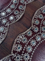 Maroon Color Soft Net Dupatta with Muted Gold Zari and Artifical Mirror | Dupatta for Lehanga | Wedding Dupatta | Dupatta for Suit