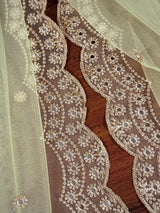 Pista Green Color Soft Net Dupatta with Muted Gold Zari and Artifical Mirror | Dupatta for Lehanga | Wedding Dupatta | Dupatta for Suit