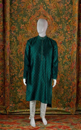 Teal Green Color Soft Raw Silk Men Kurta Pajama Self Design and tiny Zari Weave | Party Wear Men Ethnic Wear | Wedding Wear Kurta